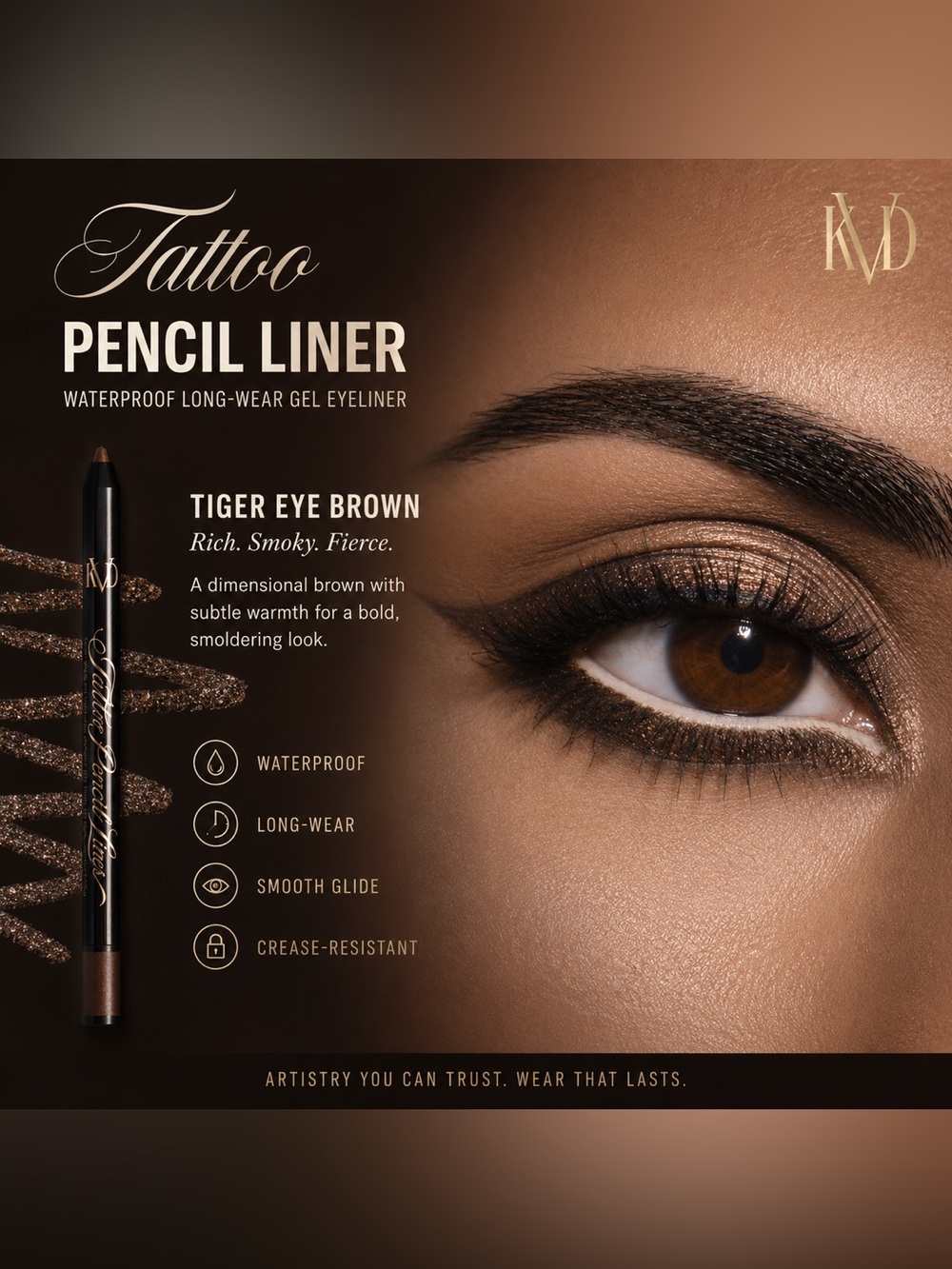 KVD Beauty ✨ Tattoo Pencil Liner — Tiger Eye Brown 🐅 Waterproof Gel Eyeliner